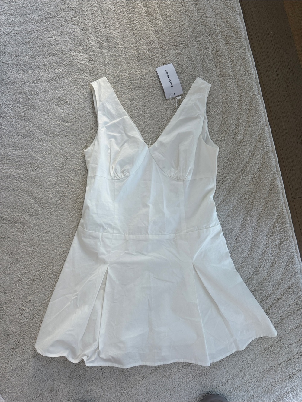 White V-Neck Mini Dress - Unbranded